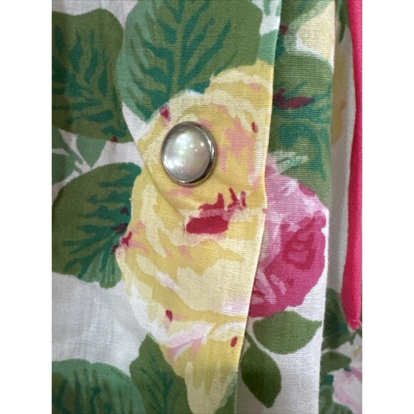 J.I.T. Sleep Floral White Housecoat Robe Short Sleeve Snap Buttons XL - Picture 9 of 13